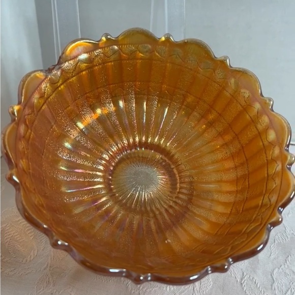 Vintage Other - 🍀5 for $20🍀 Vintage Marigold Stippled Carnival Glass bowl, stippled FLAW